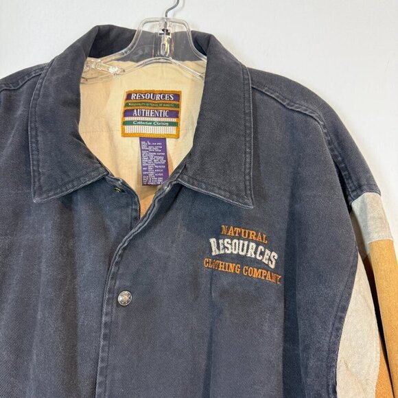 Vintage Varsity Suede Canvas Bomber Large 80s Black Brown Embroidered Jacket - Picture 5 of 10